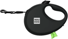 Повідець-рулетка для собак WAUDOG R-leash з контейнером для пакетів світловідбивна стрічка M до 20 кг 5 м Чорний (26281Collar)