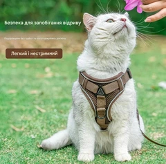 Без бренду Шлейка для котів з повідцем Pet Style S - Brown