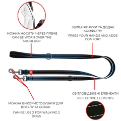 Повідець-перестібка для собак WAUDOG Nylon Mono, світловідбивний, чорний, розмір M, 300 см, 20 мм (46481)
