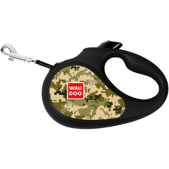 Повідець-рулетка для собак WAUDOG R-leash, малюнок "Мілітарі", світловідбиваюча стрічка, розмір XS, до 12 кг, 3 м (380-4026)