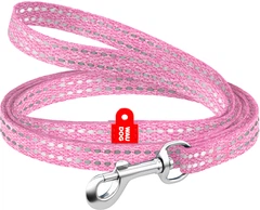 Повідець для котів та дрібних порід собак Collar WAUDOG Re-cotton з відновленої бавовни світловідбивний XS 200х1 см Рожевий (16447Collar)