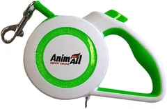 Поводок-рулетка AnimAll Reflector для собак вагою до 25 кг, 5 м, M біло-салатовий, MS7110-5M Енімал