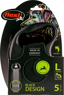 Автоматичний повідець FLEXI Black Design L 5м Чорний (4000498034101)