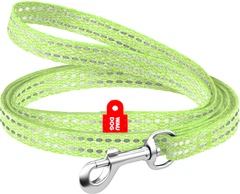 Повідець для котів та дрібних порід собак Collar WAUDOG Re-cotton з відновленої бавовни світловідбивний XS 200х1 см Салатовий (16445Collar)
