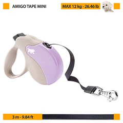 Повідець-рулетка для собак Ferplast Amigo Tape MINI 3 м до 12 кг Фіолетовий зі стрічкою (75702019)