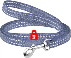 Повідець для котів та дрібних порід собак Collar WAUDOG Re-cotton з відновленої бавовни світловідбивний XS 200х1 см Синій (164412Collar)