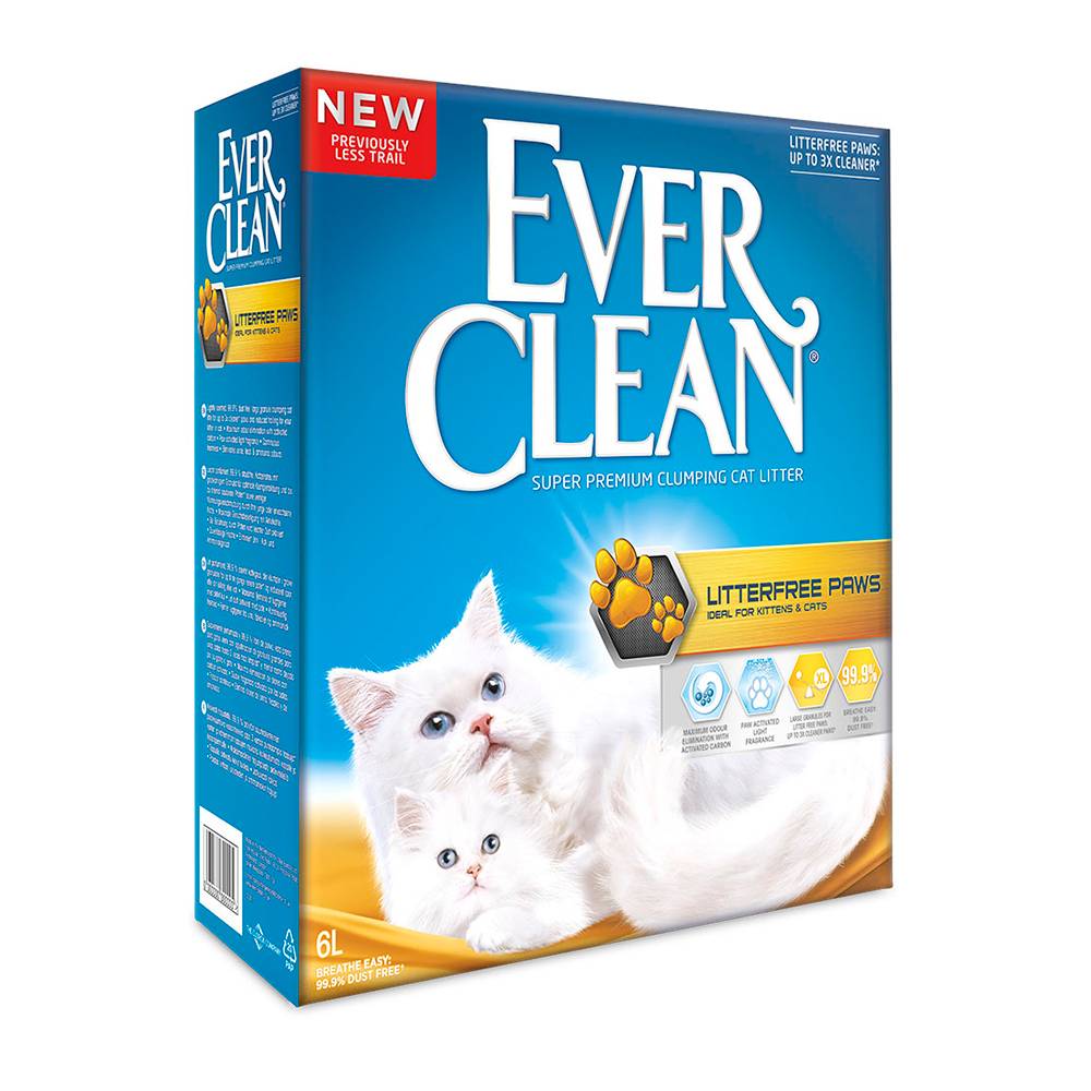 Бентонітовий наповнювач для котячого туалету Ever Clean Litterfree Paws Clumping 4,8 кг / 6 л - без запаху