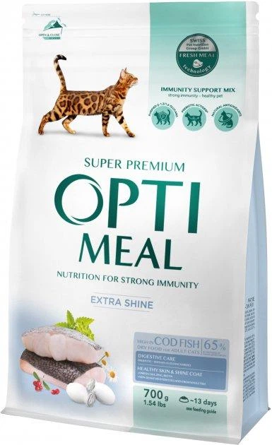 Корм Optimeal 700 г з тріскою сухий для дорослих котів та кішок