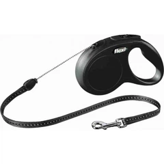 Рулетка Flexi New Classic S, для собак до 12 кг, 5 м, трос, чорна