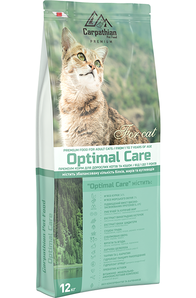 Carpathian Pet Food Optimal Care Для дорослих котів і котів всіх порід у віці від 1 до 7 років 12 кг