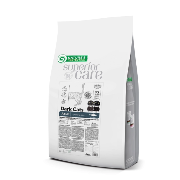 Nature's Protection Superior Care Dark Cats Grain Free Herring Сухий беззерновий корм для дорослих котів з темним забарвленням з оселедцем, 7 кг