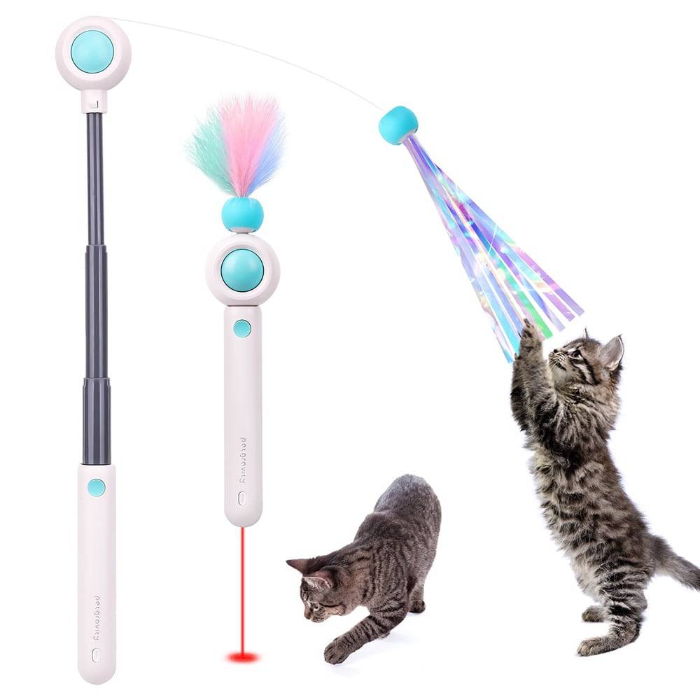Іграшка для котів Me&Pet Вудочка з лазером 19,6 см - блакитний