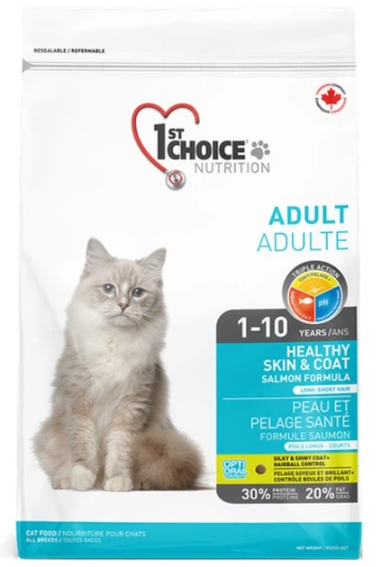 Сухий суперпреміум корм для котів 1st Choice Adult Healthy Skin&Coat лосось 10 кг