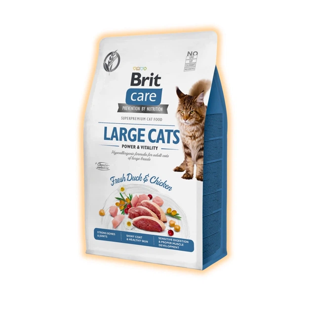 Сухий беззерновий корм Brit Care з качкою та куркою для дорослих котів великих порід, 400 г