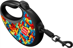 Повідець-рулетка для собак WAUDOG R-leash з контейнером для пакетів, малюнок "Блоки", світловідбивна стрічка, L, до 40 кг, 5 м (257-4056)