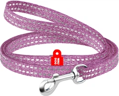 Повідець для котів та дрібних порід собак Collar WAUDOG Re-cotton з відновленої бавовни світловідбивний XS 200х1 см Фіолетовий (16449Collar)