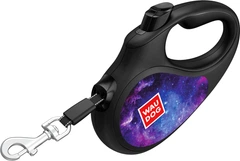 Повідець-рулетка для собак WAUDOG R-leash, малюнок "NASA21", M, до 25 кг, 5 м, світловідбивна стрічка, Чорний (8125-0148-01Collar)