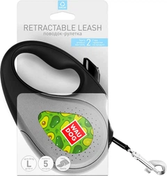 Повідець-рулетка для собак Collar WAUDOG R-leash, малюнок "Авокадо", L, до 50 кг, 5 м, світловідбиваюча стрічка (8126-0048-01)