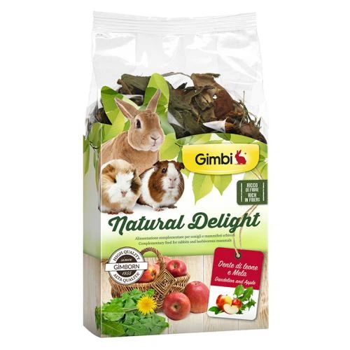 Трав'яний мікс GimBi Natural Delight для гризунів, кульбаба і яблука, 100 г
