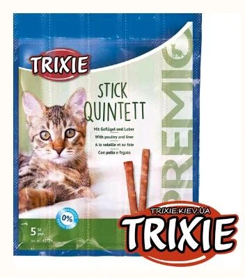 PREMIO Quadro-Sticks Trixie домашня птиця/печінка для котів, 5 шт* 5г
