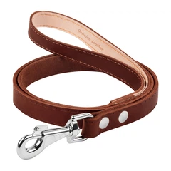 Повідець для собак Collar класичний шкіряний одинарний непрошитий коричневий розмір S ширина 14 мм довжина 122 см амуніція зі шкіри 04506