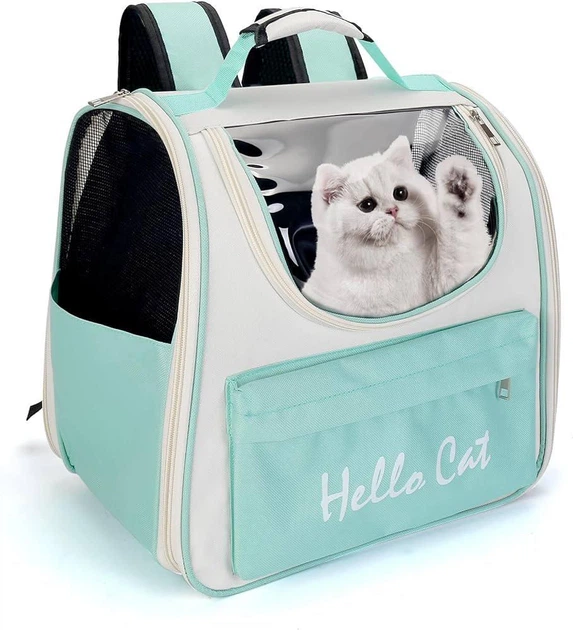 Без бренда Рюкзак переноска для тварин до 7,5 кг Hello Cat Бірюзовий