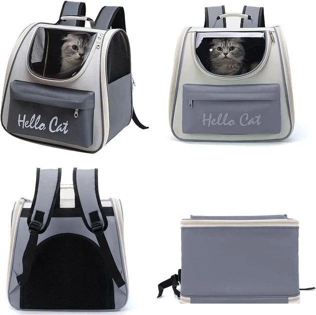 Без бренду Рюкзак переноска для тварин до 7,5 кг Hello Cat Сірий