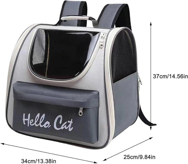 Без бренду Рюкзак переноска для тварин до 7,5 кг Hello Cat Сірий
