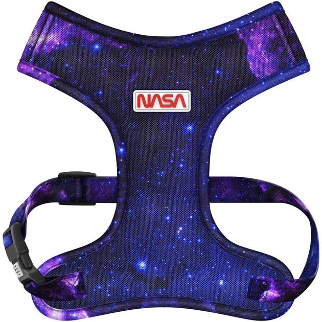 Шлея для собак дихаюча WAUDOG Mesh з QR адресником, малюнок "NASA21", L (235-0148)