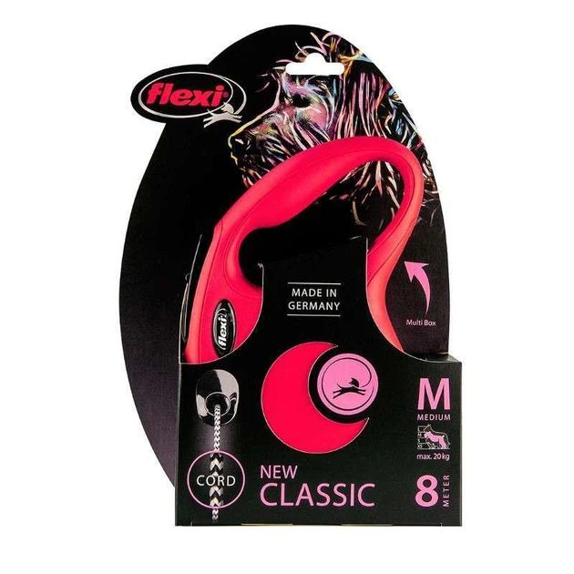 Flexi (Флексі) New Classic M - Повідець-рулетка для собак середніх порід, трос (8 м, до 20 кг) червоний