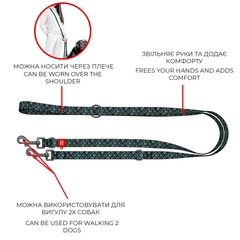 Повідець-перестібка для собак WAUDOG Nylon, малюнок "Луска", розмір M, 300 см, 20 мм (336-0179)