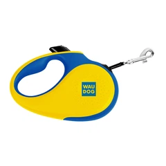 Повідок-рулетка для собак до 15 кг WAUDOG R-leash Colors of Freedom синьо-жовта, стрічка 5 м, світловідбивна, розмір S, 381-4020