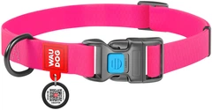 Нашийник для собак водостійкий WAUDOG Waterproof c QR паспортом пластикова пряжка-фастекс Ш 25 мм Дов 38-58 см Рожевий (27777Collar)