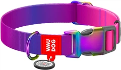 Нашийник для собак нейлоновий WAUDOG Nylon Recycled c QR паспортом градієнт XL Ш 25 мм Дл 37-58 см Фіолетовий (46509Collar)