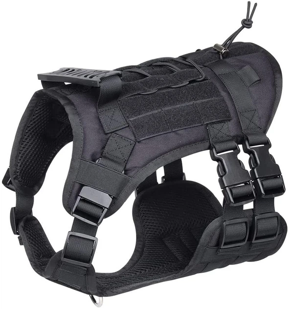 Шлея для собак Vest, тактичний жилет з ручкою і системою MOLLE, чорний М (132М-ВLАСК)