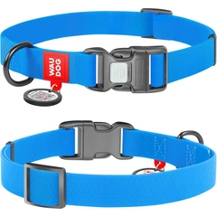 Нашийник для собак WAUDOG Waterproof з QR паспортом, водостійкий, пластикова пряжка-фастекс із замком, L, 34-49 см 25 мм Блакитний (27722)