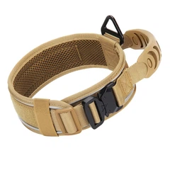 Без бренда Нашийник для собак Harness Tactical, широкий нейлоновий з металевою пряжкою-фастекс, Коричневий L (181L-KHAKI)