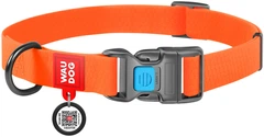 Нашийник для собак водостійкий WAUDOG Waterproof c QR паспортом пластикова пряжка-фастекс Ш 15 мм Дов 25-35 см Помаранчевий (27394Collar)
