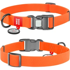 Нашийник для собак WAUDOG Waterproof з QR паспортом, водостійкий, пластикова пряжка-фастекс із замком, M, 28-40 см 20 мм Помаранчевий (27454)