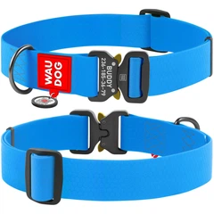 Нашийник WAUDOG WATERPROOF з QR паспортом для великих собак, водостійкий, пряжка-фастекс з площадкою для гравіювання, 46-70 см 40 мм Блакитний (28012)
