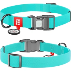 Нашийник для собак WAUDOG Waterproof з QR паспортом, водостійкий, пластикова пряжка-фастекс із замком 38-58 см 25 мм Ментоловий (Світиться у темряві!) (2780)