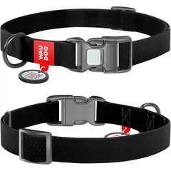 Нашийник для собак WAUDOG Waterproof з QR паспортом, водостійкий, пластикова пряжка-фастекс із замком, XL, 38-58 см 25 мм Чорний (27771)