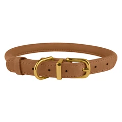 Нашийник для Собак Круглий Шкіряний BronzeDog Premium Crazy Світло-Коричневий 7 мм 23-33 см (002218)