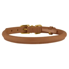 Нашийник для Собак Круглий Шкіряний BronzeDog Premium Crazy Світло-Коричневий 7 мм 23-33 см (002218)