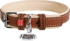 Нашийник для собак шкіряний Collar WAUDOG Soft з QR паспортом, L, Ш 35 мм, Дов 46-60 см (7211)