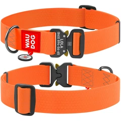 Нашийник WAUDOG WATERPROOF з QR паспортом для великих собак, водостійкий, пряжка-фастекс з площадкою для гравіювання, 46-70 см 40 мм Помаранчевий (28014)