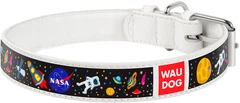 Нашийник для собак шкіряний Collar WAUDOG Design з QR паспортом, малюнок "NASA", L, Ш 25 мм, Дов 38-49 см (0025-0047-15)