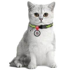 Нейлоновий нашийник для кота WAUCAT Nylon з QR паспортом, малюнок "Авокадо" 20-30 см 10 мм (5280)
