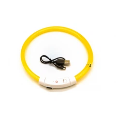 Світлодіодний LED нашийник Lesko L-18 Yellow S для собак і котів USB водовідштовхуючий, що світиться