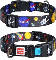 Нашийник для собак нейлоновий WAUDOG Nylon з QR паспортом малюнок "NASA" пластиковий фастекс Ш 25 мм Дов 37-58 см (4756Collar)